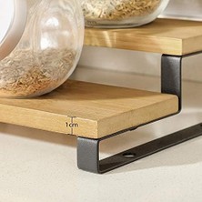 Esmo Home Songmıcs Baharat Rafları, Mutfak Rafları, Ayaklı, Mutfak Düzenleyici, 2'li Set, Bambu, Her Biri 3 Raflı, Uzatılabilir, Istiflenebilir, Kiler, Tezgah, Mutfak Dolabı, Natürel-Siyah KCS016N01