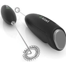 Esmo Home Kiwi KCW-1112 Kablosuz Pilli Süt Köpürtücü ve Kahve Karıştırıcı - Paslanmaz Çelik Uçlu, Ergonomik El Tipi Mini Mikser - Latte, Cappuccino, Frappe ve Sıcak Çikolata Için Devirli Köpük Yapıcı (Siyah)