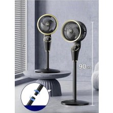 Esmo Home Coverzone 90CM Ultra Sessiz Ayaklı Vantilatör Uzaktan Kumandalı 360 Denerece Dönüş, Dijital Ekranlı Ayarlanabilir 3 Farklı Boy Masaüstü Veya Zeminde Kullanım CVR-MX45 (Siyah)