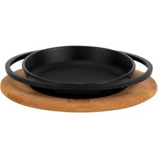 Esmo Home Lava Pişirme Kabı Lv Eco Y Tv 12 K4 Yuvarlak Tabak Çanak ve Tabak, Ahşap, Çap 12 Cm, Dökme Demir, Siyah