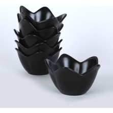 Esmo Home Keramika Mat Siyah Zambak Çerezlik/sosluk 12 cm 6 Adet