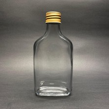 Esmo Home 4 Adet Şeffaf Cold Brew Metal Gold Kapaklı Soğuk Kahve Yassı Cam Şişe 200 ml ve Çubuk Buz Kalıbı