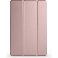 Yenibağ Samsung Galaxy Tab A9 Plus X210/GALAXY Tab A11+ Tablet ile Uyumlu Tablet Kılıfı Smart Cover Uyku Modlu Standlı Arkası Sert Şeffaf Kapak Rosegold