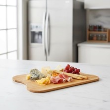 Esmo Home Deconox Doğal Bambu Doğrama ve Kesme Tahtası - Kesim Panosu - 33X24X1.5 cm Çok Amaçlı Sunum Tepsisi, Peynir ve Et Servis Tahtası