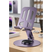 esmo home metal ve kendi etrafında 360 derece dönebilen katlanabilen ayarlanabilir yükseklik ve açı ayarlı telefon tutucu ve telefon standı lila açık mor renk !!!! kampanya süper  !!!!!