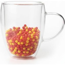 Esmo Home Çift Cidarlı Cam Kupa Seti | Isı Yalıtımlı Kulplu Borosilikat Kupa | Soğuk & Sıcak Içecek Termal Kupa | Espresso Latte Çay Bardağı Seti-Sarı,kırmızı-Galatasaray Taraftar