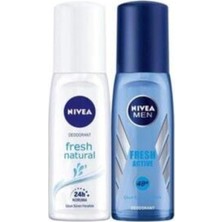 Esmo Home Kadın Pump Sprey Deodorant Fresh Natural 75ML ve Men Erkek Pump Sprey Deodorant Fresh 75ML