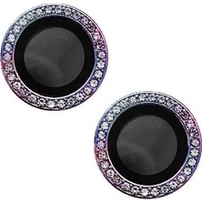 Esmo Home 14 ile Uyumlu Taşlı Kamera Lens Koruyucu Çerçeveli Koruyucu Colorful