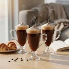 Esmo Home 3’lü Cam Kupa Seti 250 ml – Ayaklı Şeffaf Kahve ve Tatlı Bardağı – Latte, Cappuccino, Sıcak Çikolata Için