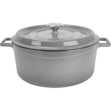 Esmo Home Lava Metal Premium Serisi - Döküm Yuvarlak Tencere, 28 Cm, Majolik Gri