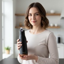 Esmo Home Deconox 540 ml Paslanmaz Çelik Termos Matara - 4 Renk Seçeneği (Krem, Yeşil, Siyah, Mavi) - Sıcak ve Soğuk Tutan Ofis ve Sporcu Suluğu (Siyah)