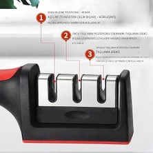 Esmo Home Kanji 3 Fonksiyonlu Paslanmaz Çelik Bıçak Bileyici – Elmas, Tungsten ve Seramik Bileme – Şef, Mutfak, Meyve, Çakı ve Av Bıçakları Için Ergonomik Bileme Aleti