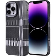 Esmo Home 14 Pro Max Için ile Uyumlu Kılıf Polikarbon Fiber Görünümlü Nekst Kapak Gri-Siyah