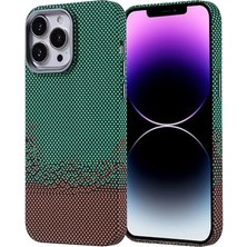 Esmo Home 14 Pro Max Için ile Uyumlu Kılıf Polikarbon Fiber Görünümlü Nekst Kapak Yeşil