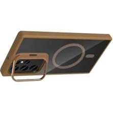 Esmo Home - Galaxy S23 Ultra ile Uyumlu "S23 Ultra" Kılıf - Lüx Magsafe ile Uyumlu, Kamera Standlı, (Lens Koruyucu Hediye) Kahverengi - Kahverengi