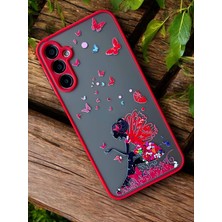 Yenibağ Samsung Galaxy S23 Fe Uyumlu Kırmızı Kelebek Kadın Desenli Kamera Korumalı Mat Transparan Plastik Arka Kapak Tpu Silikon Kenarlar Şık ve Dayanıklı Koruma Hux Kılıf Kapak (Kırmızı Kelebek Kadın)