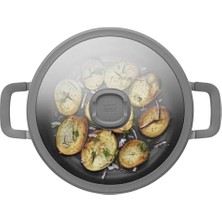 Esmo Home Berghoff Leo Stone Yapışmaz Kapaklı Alüminyum Döküm 2 Saplı Sote Tavası 28 cm