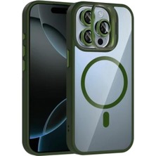 Esmo Home - 15 Pro Max ile Uyumlu "15 Max" Kılıf - Lüx Magsafe ile Uyumlu, Kamera Standlı, (Lens Koruyucu Hediye) Koyu Yeşil - Koyu Yeşil