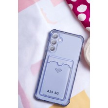Esmo Home Galaxy A25 Kılıf Kartlıklı Köşe Koruma Tasarımlı Renkli Şeffaf K-Kart Kılıf (Lila)
