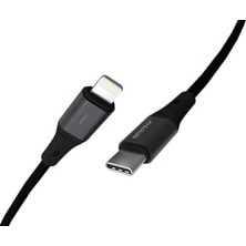 Esmo Home Wahoo Type C-Lightning 27WATT Pd Hızlı Şarj Kablosu, Siyah/ Metal (100 Cm)