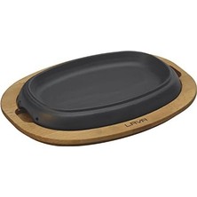 Esmo Home Lava Pişirme Kabı, Lv Eco Hp 1219 T13 K4 Oval Pişirme Gözü ve Ahşap Plaka, Ölçüler 12 x 19 Cm, Dökme Demir, Siyah