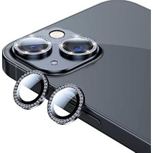 Esmo Home 13 ile Uyumlu Taşlı Kamera Lens Koruyucu Çerçeveli Koruyucu Siyah