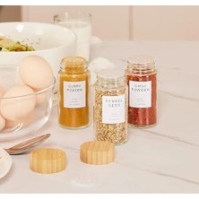 Esmo Home Busstier 2'li Cam Tuzluk ve Karabiberlik Seti Bambu Kapaklı Şık Baharatlık Takımı