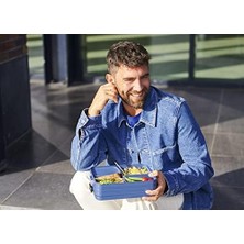 Esmo Home Mepal - Yemek Kutusu Take A Break Large – Bölmeli Beslenme Kutusu – 8 Adede Kadar Tereyağı Ekmeği Için Uygundur – Yemek Hazırlama Için Ideal – 1500 ml – Canlı Mavi