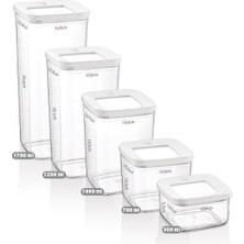 Esmo Home Vip Ahmet Kare Şeffaf Saklama Kabı, 5'li Set