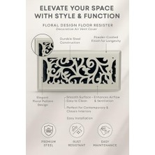 Esmo Home 4" x 10" Çiçek Tasarım Zemin Kayıt Dökme Demir Siyah Kaplama Hava Filtresi ile - Ev Zemin Için Havalandırma Kapakları - Dekoratif Havalandırma Örtüleri - Kat Kayıt 4" x 10" (Boşluk