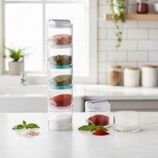 Esmo Home Deconox Bremen 5 Li Baharatlık Seti, Baharat Seti 5 Adet Akrilik Renkli Geçmeli 5'li Bremen Baharatlık Seti