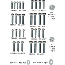 Esmo Home 640 Adet Cıvata Somun Pul Seti - (M5,m6) Altıgen Başlı Cıvata, Somun, Metal Pul Seti