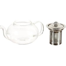 Esmo Home Epinox Cam Bitki Çayı Demliği 600 ml - Çelik Süzgeçli Demlik