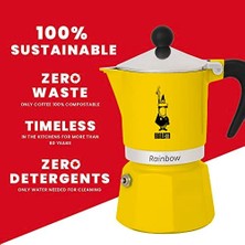 Esmo Home Bialetti - Rainbow: 6 Cups Ocak Üstü Espresso Pişirici - 250ML - Sarı Renk - Alüminyum Gövde - Patentli Güvenlik Valfi - Tüm Ocak Türleri Için Uygundur (Indüksiyon Hariç)