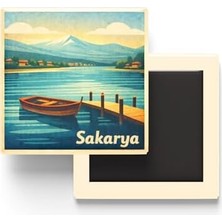 Esmo Home Sakarya - Sapanca Gölü - Baskılı Buzdolap Magneti Kare - 9x9 cm
