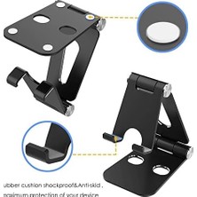 Esmo Home Tok Alüminyum Stand Çok Işlevli Döner Tablet Pc Akıllı Telefon Standı Mini Boy Masaüstü Stand Katlanabilir Cep Telefonu Evrensel Telefon Tutucu L9688 Siyah