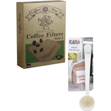 Esmo Home Coffee Time Filtre Kahve Kağıdı 1/4 4 Numara 80'li Paket + Kanji Klipsli Çay Kahve Ölçü Kaşığı - Beyaz