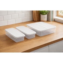 Esmo Home 3’lü Modüler Buzdolabı Saklama Kabı Seti Düzenleyici Organizer Kutu (Beyaz)