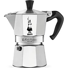 Esmo Home Bialetti - Moka Express: 3 Cups Ocak Üstü Espresso Pişirici - 130ML - Gümüş Renk - Alüminyum Gövde - Patentli Güvenlik Valfi - Tüm Ocak Türleri Için Uygundur (Indüksiyon Hariç)