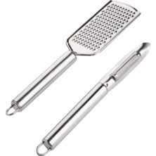 Esmo Home Paslanmaz Çelik Rende ve Soyacak Penir Çikolata Zencefil Patates Limon Rende ve Soyacak 2'li Set