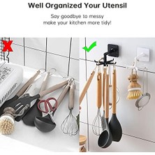 Esmo Home Mutfak Gereç Tutucu Mutfak Asılı Beyaz, Delmeden Mutfak Askısı, Kendinden Yapışkanlı Mutfak Tutucu, 6 Kancalı, Saklama Düzenleyici Rafı, Mutfak/banyo/gardırop Için, Mutfak Gereçleri, Asma Raf, 4 Adet