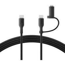 Esmo Home 2-In-1 Charging Cable With Usb-C & Lightning Connector - Braided -Charging Cable, Usb-C To Usb-C & Lightning Charger Cord, Multi-Charging Combo For, Ipad,, More -