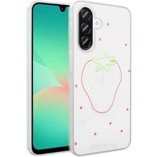 Esmo Home Galaxy A56 ile Uyumlu Kılıf Şeffaf Figürlü Folk Sert Kapak - Çilek