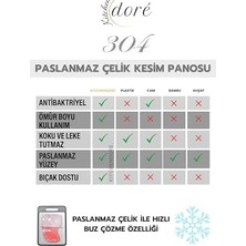 Esmo Home Paslanmaz Çelik Kesme Tahtası, 304 Çelik, Antibakteriyel Yüzey, Kaydırmaz Taban Sistemi, Özel Kanal Yapılı, 23X34 Cm, 1.5 mm Kalınlık, 900GR