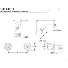 Esmo Home KB141SO Ikiz Akrilik Kulplu Küvet ve Duş Bataryası, Sadece Duşlu, Parlak Krom, 20 cm Merkez