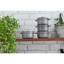 Esmo Home Staub La Cocotte Döküm Tencere, Grafit Gri