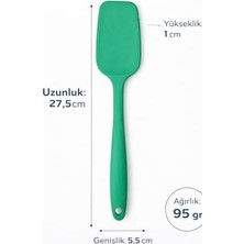 Esmo Home Silikon Kaşık & Pişirme-Servis Kaşığı (Pilav Kaşığı/kürek Spatula) Seti – Isıya Dayanıklı, Çizmez, Askılı Tek Parça Tasarım (Yeşil)
