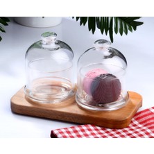 Esmo Home Ahşap Stantlı Reçellik Seti Cam Kapaklı Kurabiyelik Kuruyemişlik 2li Saklama Kabı