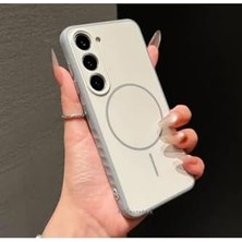 Esmo Home - Galaxy S24 Fe ile Uyumlu Kılıf Kamera Korumalı Magsafe ile Uyumlu Şarj Özellikli Yumuşak Kenarlı Mat Tea Kapak - Gümüş