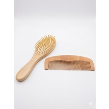 Esmo Home Doğal Ahşap Saç Fırçası ve Tarak Seti, 2'li Set, Saç Bakımı Için